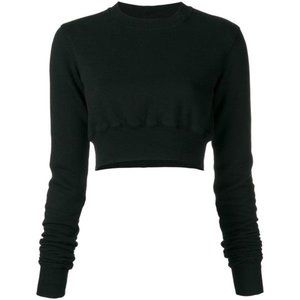 CROP SWEATER W/GATHERED SLEEVES